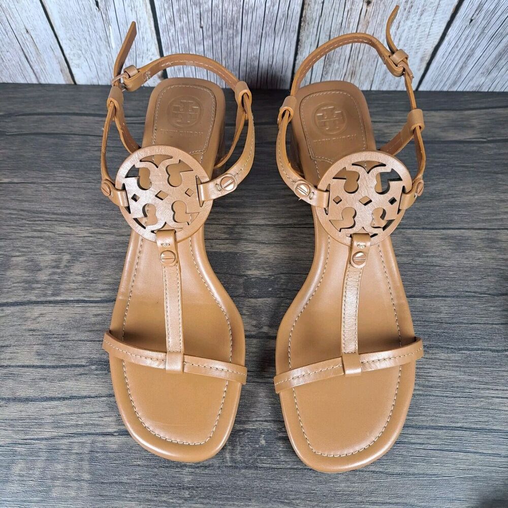 Tory Burch Miller 55mm Strappy Sandals Veg Nappa Women's Sz 9.5 M Royal Tan NIB - Picture 6 of 9